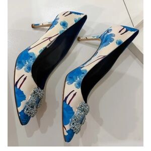 Manolo Blahnik Blue Floral Heels